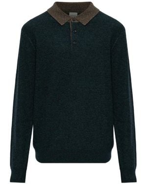 Paul Smith Gebreid Poloshirt Van Merinowol-Zijde - Zwart