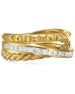 David Yurman Anillo Crossover Trio Three Row de 8 mm en oro amarillo de 18 ct con diamante - Metálico