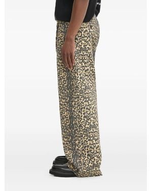 Rhude Leopard-Print Wide-Leg Pants - Natural