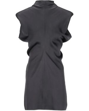 FEDERICA TOSI Padded-Shoulder Satin Mini Dress - Black