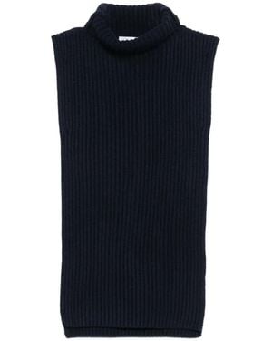 Christian Wijnants Ribbed-Knit Mock-Neck Knitted Top - Blue