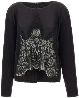 Maurizio Mykonos Lace-Detail Openwork Jumper - Black