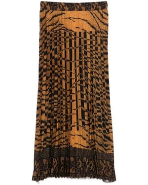 Pierre Louis Mascia Pleated Patterned Skirt - Orange