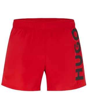 HUGO Abas Logo-Detail Swim Shorts - Red