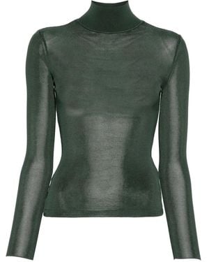 Self-Portrait Ribbed Turtleneck Top - グリーン