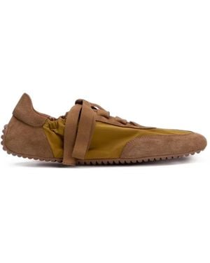 Odissi Cass Grosgrain-Lace Trainers - Brown