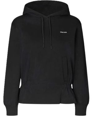 Stine Goya Ruffled-Hem Hoodie - Black