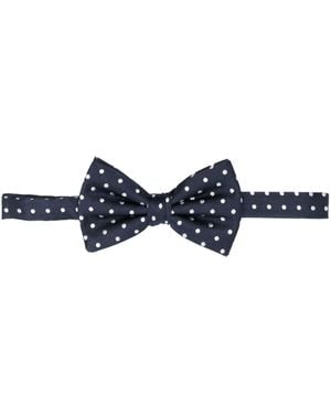 Lady Anne Polka-Dot Silk Bow Tie - Blue