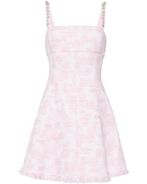 Oscar de la Renta Crystal-Embellished Tweed Minidress - Pink