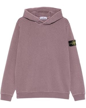 Stone Island 6100031 Malfilé Fleece 'Old' Effect Hoodie - Purple