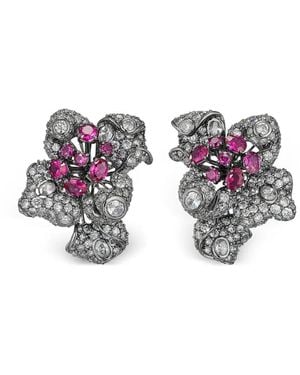 Anabela Chan 18Kt Bloomingdale Diamond And Sapphire Earrings - White