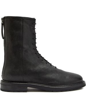 LEGRES Lace-Up Leather Ankle Boots - Black