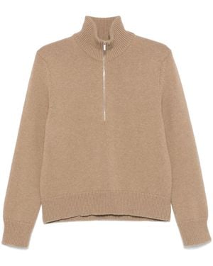 Thom Browne Intarsia Half-Zip Jumper - Natural