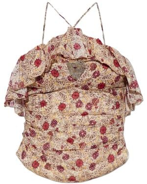 Isabel Marant Djimia Ruffled Floral-Print Top - Pink