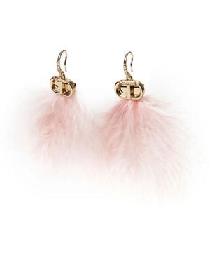 Twinset Oval T Feather Earrings - Pink