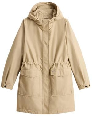 Woolrich Adjustable Hooded Parka Coat - Natural