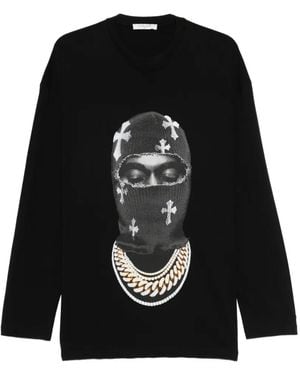 ih nom uh nit Mask Crosses Crew-Neck Sweatshirt - Black