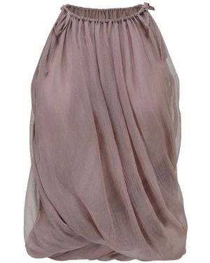 Oude Waag Top Drapeado Con Lazo - Morado