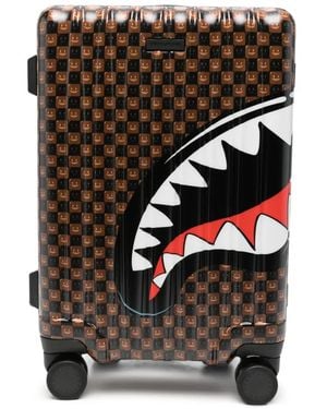 Sprayground Shark Mouth Check-Pattern Suitcase - Black
