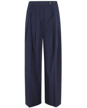 Semicouture Pantalon Camelia À Design Plissé - Blue