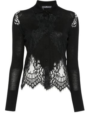 Ermanno Scervino Lace-Panelled Button-Up Cardigan - Black