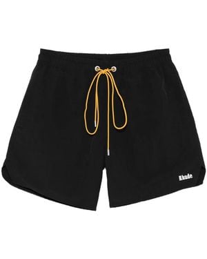 Rhude Costume Da Bagno Con Coulisse E Logo - Nero