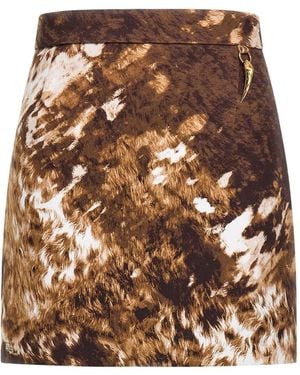 Roberto Cavalli Appaloosa-Print Mini Skirt - Brown
