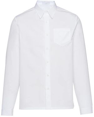 Prada Triangle-Logo Cotton Shirt - White