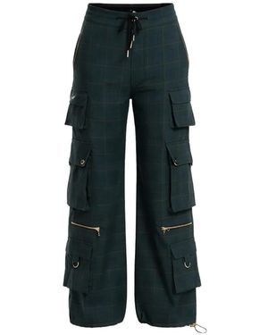 Cynthia Rowley Plaid Cargo Trousers - Blue