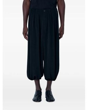 Yohji Yamamoto Pleated Drop-Crotch Trousers - Blue
