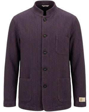 Massimo Alba Stripe-Pattern Mandarin-Collar Jacket - Purple