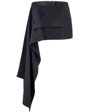 Des Phemmes Asymmetric Draped Skirt - Black