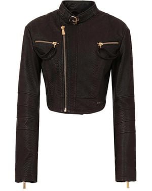 Just Cavalli Chaqueta biker con efecto de piel de serpiente - Negro