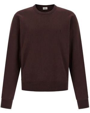 Saint Laurent Cassandre Embroidered Sweatshirt - Brown