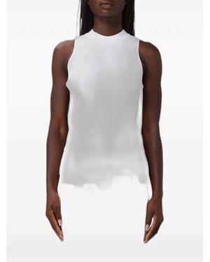 Emporio Armani Ribbed-Knit Sleeveless Top - White