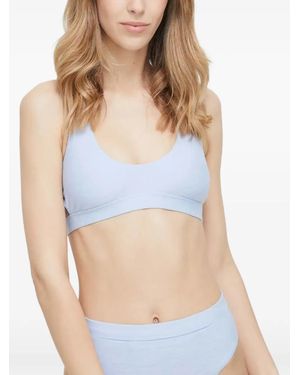 Nike Logo-Jacquard Racerback Bikini Top - Blue