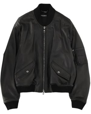 Dolce & Gabbana Zip-Up Leather Jacket - Black