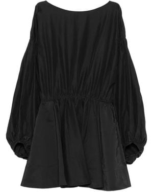 ANDAMANE Clara Open-Back Balloon-Sleeve Dress - Black