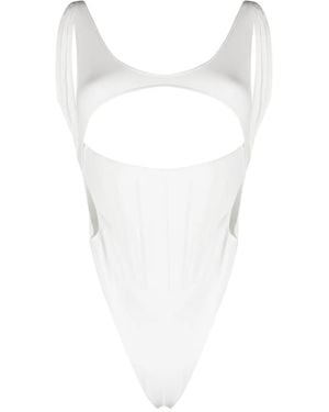 Mugler Cut-Out Scoop-Neck Body - White
