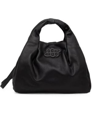 Munthe Lix Logo-Patch Ruched Tote Bag - Black