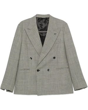 época Prince Of Wales Check Double-Breasted Suit - Gray