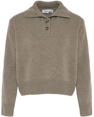 Yves Salomon High-Neck Buttoned Jumper - Grey