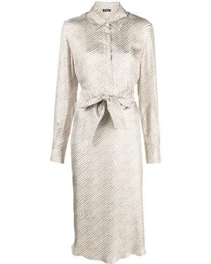 Kiton Abstract-Print Silk Shirt Dress - Natural