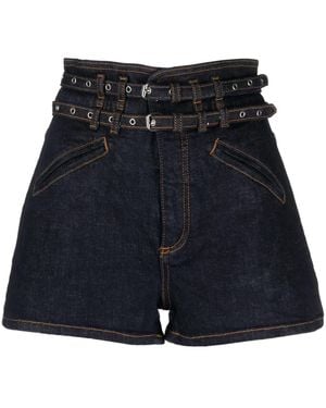 Philosophy Di Lorenzo Serafini High-Waisted Belted Denim Shorts - Blue