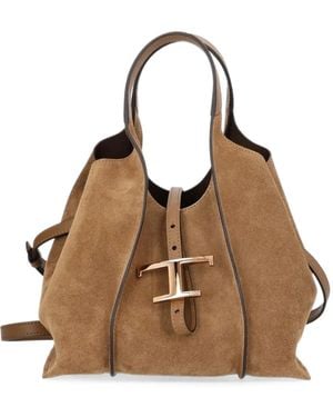 Tod's T Timeless Suede Shoulder Bag - Brown