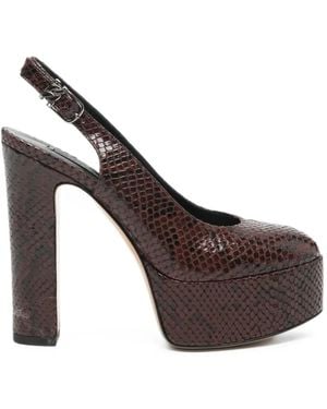 Casadei Snakeskin-Effect Platform Pumps - Brown