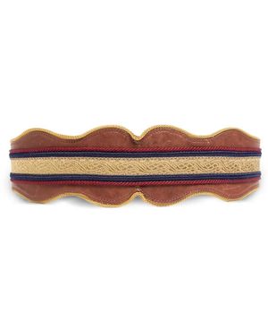 Ann Demeulemeester Regimental Jacquard Scalloped-Edge Belt - Brown