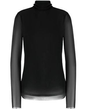 Ganni Roll-Neck Long-Sleeve Top - Black