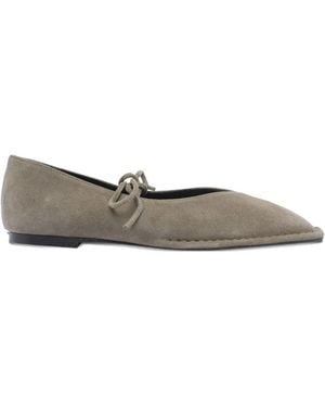 Alohas Lace-Up Suede Flats - Grey