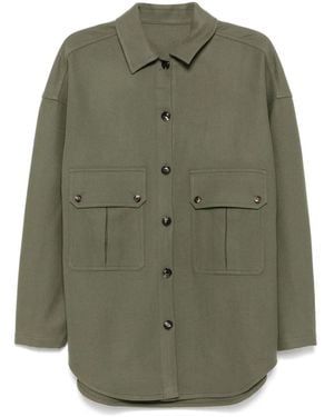 Fortela Textured Virgin Wool Button-Front Shirt - Green